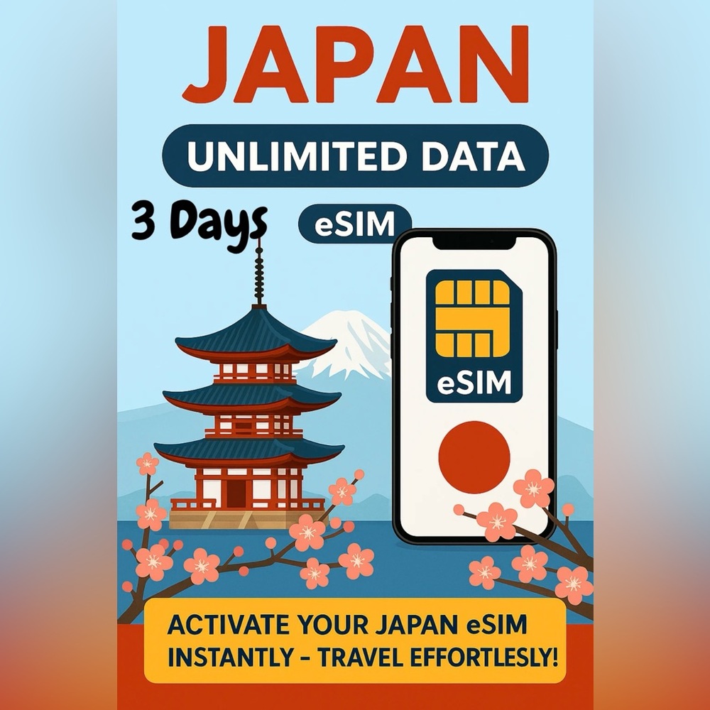 3 Days Best JAPAN Unlimited Data KDDI esim Data Travel e sim High-Speed 5G/4G 📶